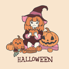 Retro Ghost Halloween t-shirt design. Cute cartoon. vintage vector illustration
