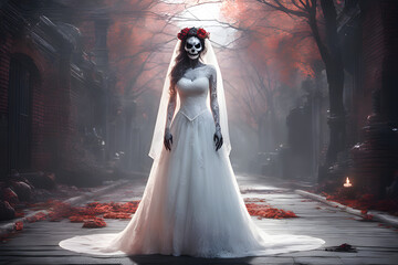 Dead bride for Halloween. Generative AI
- 636859623