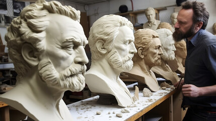 Sculptor creating statues. Maintenance of sculptural works of art. ia generate