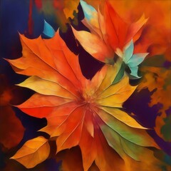 a captivating abstract artwork titled 'Autumnal Abstraction". Represents Equinox in the September Month