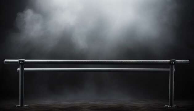 Elevated Training Focus: Closeup of Gymnastic Parallel Bars Isolated on Black