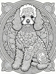 Fototapeta premium poodle Dog Breed Coloring Pages for Relaxation. Coloring Pages for Adults and Kids. Intricate Mandala Patterns
