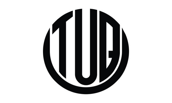 TUQ shield in circle logo design vector template. lettermrk, wordmark, monogram symbol on white background.