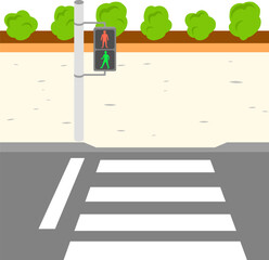 歩行者用信号があるシンプルな横断歩道と歩道
