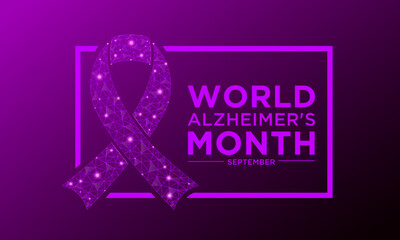 World alzheimer's month is observed every year in september. September is world alzheimer's month. Vector template for banner, greeting card, poster with geometric background. Low poly style design.
