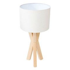 Wooden table lamp isolated on white background. Interior design Inspiration. Furniture modern inspiration. Home living. Wooden Wardrobe inspiration.