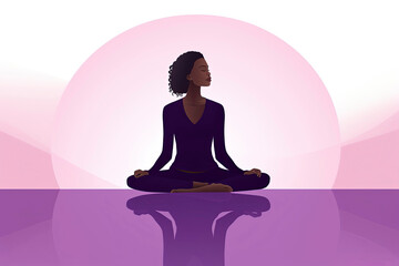 Fototapeta na wymiar Generative AI illustration of image of beautiful woman in traditional yoga lotus pose