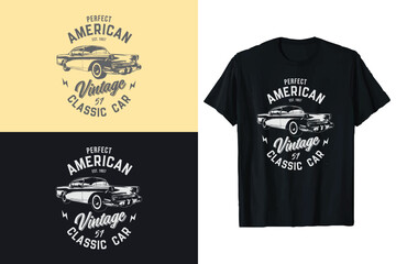American Old Legends Vintage Classic Car Vector T-shirt Design Graphic.