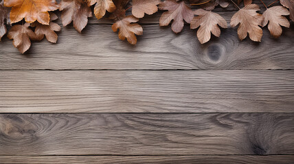 Fototapeta na wymiar autumn leaves fallen on a wooden background soft color pastel frame
