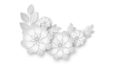 Vector spring flower in paper style on white background