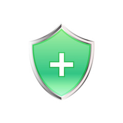 Vector medical shield protection symbol with cross sign
