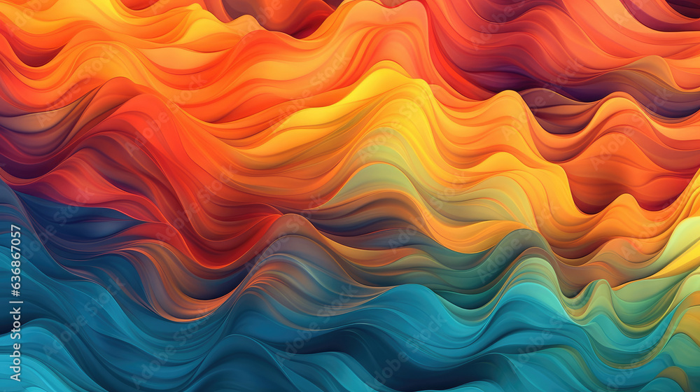 Poster Abstract Vibrant Colorful Gradient Fluid Flow Wave Background extreme closeup. Generative AI.