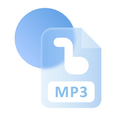 MP3 File Formats Glassmorphism UI Icon Sign and Symbol Design Illustrator Png Svg	