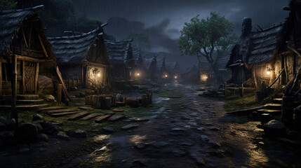 The Village at Night.Generative Ai