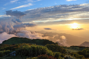 Obraz premium 笹ヶ峰山頂からの夕景