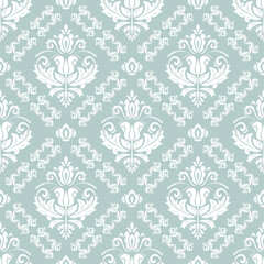 Classic seamless pattern. Damask orient ornament. Classic light blue and white vintage background. Orient ornament for fabric, wallpapers and packaging