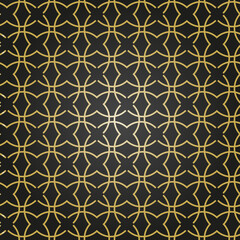 Seamless ornament in arabian style. Geometric abstract black and golden background. Pattern for wallpapers and backgrounds