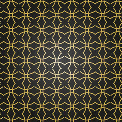 Fototapeta premium Seamless ornament in arabian style. Geometric abstract black and golden background. Pattern for wallpapers and backgrounds