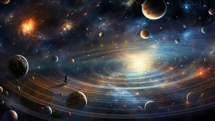 astrology and astronomy background planets and space orbits of planets in the solar system abstract background