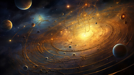 astrology and astronomy background planets and space orbits of planets in the solar system abstract background