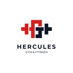 Fototapeta premium letters H and G with barbell for fitness and gym logo