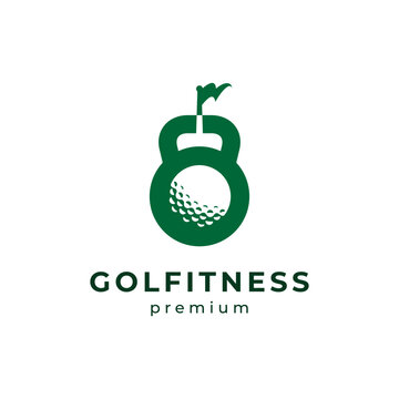 kettle bell and golf ball for fitness and golf logo