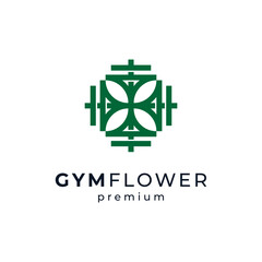 barbells and leaves for fitness and health logo