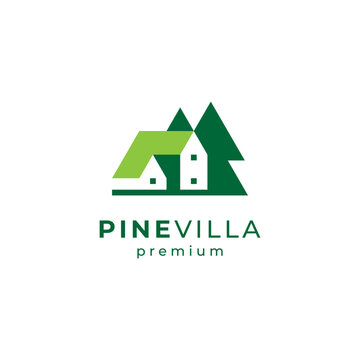 pine villa for real estate, home and villa logo design