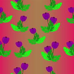 Purple Tulip on Pink Background Pattern, Tile