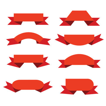 Different retro style red ribbons set, ready for text, vector isolated