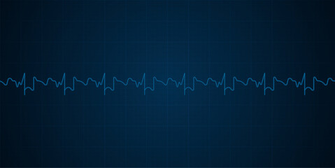 Emergency ekg monitoring. Blue glowing neon heart pulse. Heart beat. Electrocardiogram