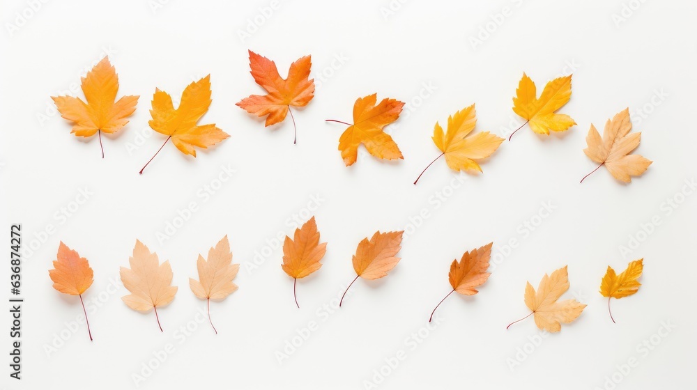 Aufkleber isolated leaves. collection of multicolored fallen autumn leaves isolated on white background create