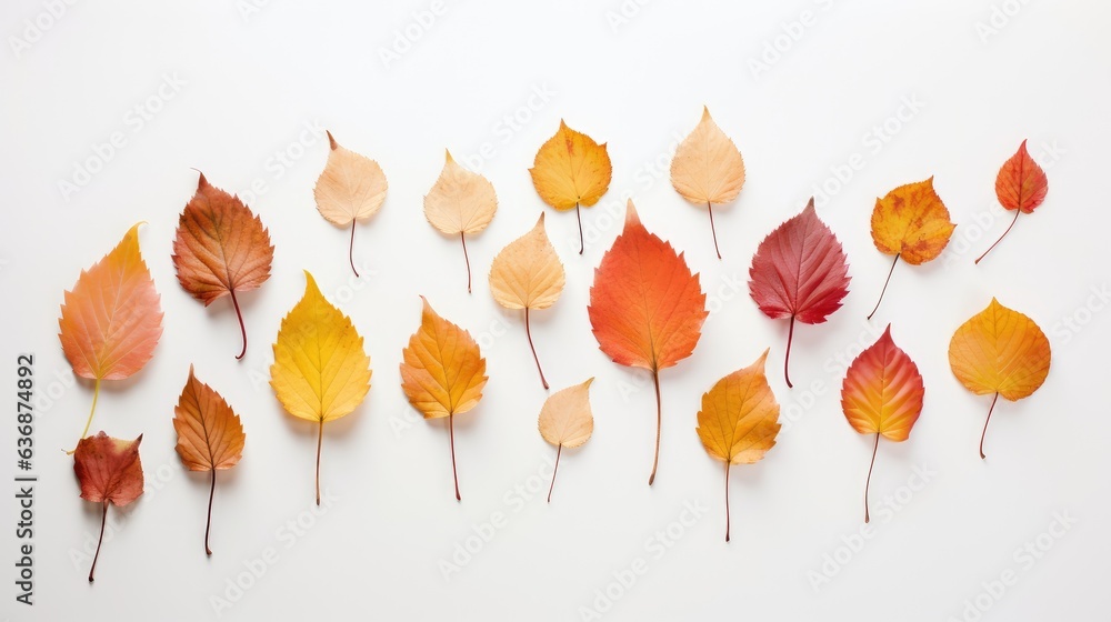 Aufkleber isolated leaves. collection of multicolored fallen autumn leaves isolated on white background create