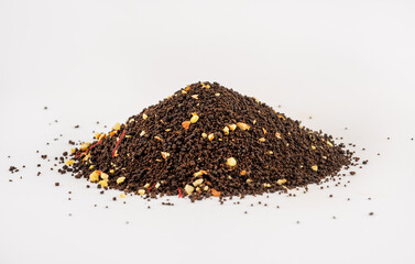 Detail of fragrant and healing tea lice made from a mixture of special herbs.