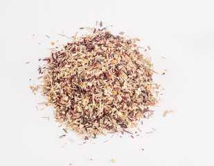 Detail of fragrant and healing tea lice made from a mixture of special herbs.