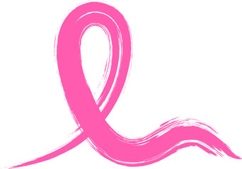 Pink ribbon line art brush style. Breast Cancer Awareness Month Campaign. Icon design for poster, banner, t-shirt.
