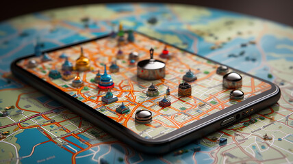 idea navigation map in smartphone.