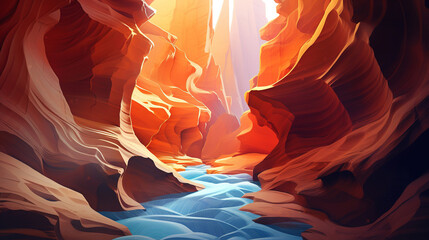 River in a Canyon.Generative Ai