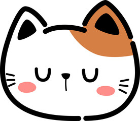 sleeping orange cat head flat style cartoon doodle element illustration