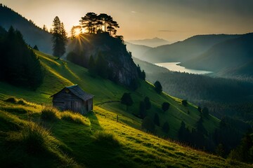 sunset in the mountains