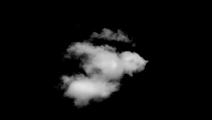 Set of white clouds or smog for design isolated on a black background.
