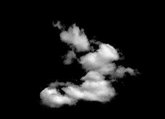 Set of white clouds or smog for design isolated on a black background.

