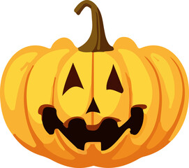 Halloween yellow pumpkin Jack lantern isolated on white background