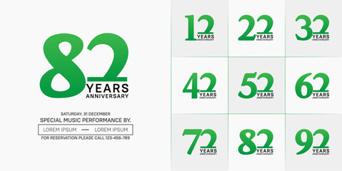 set of anniversary logo with green and black number on white background can be use for celebration