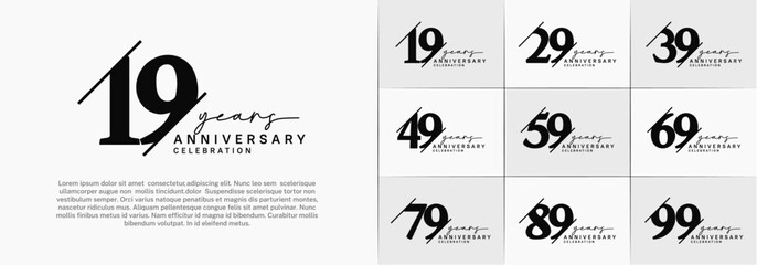 set of anniversary logo with black color can be use for celebration