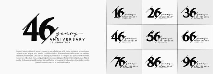 set of anniversary logo with black color can be use for celebration