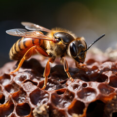 wasp on a honeycomb
