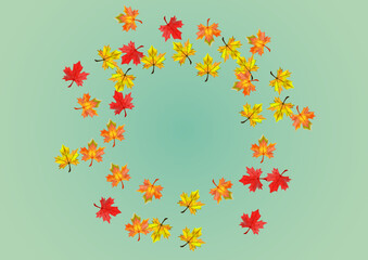 Brown Floral Background Green Vector. Leaf Pattern Illustration. Red Isolated Foliage. Decor Leaves Texture.