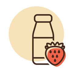 Yoghurt bottle with flavor strawberry vector icon