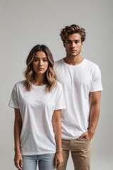 Fototapeta premium model wearing white T-shirt for mockup